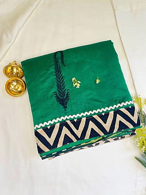 Dark Green Printed Saree