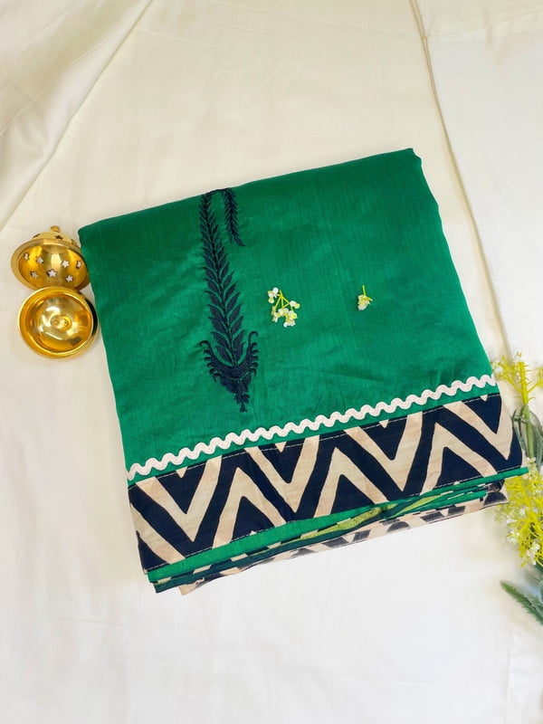 Dark Green Printed Saree