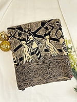 Beige and Black Patli Pallu Khesh Saree
