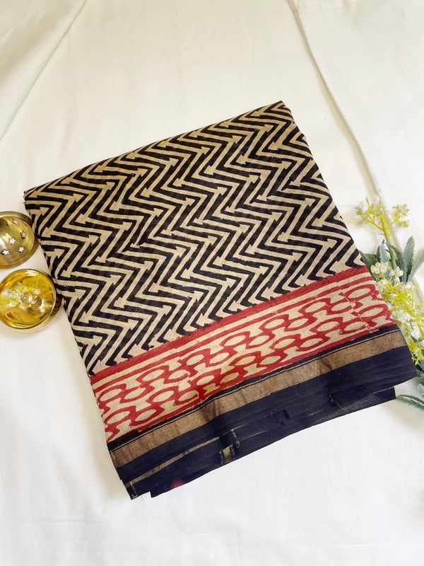 Black and Beige Chanderi Saree