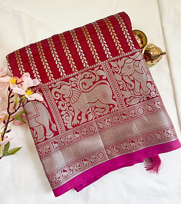 Red Banarasi Jacquard Saree