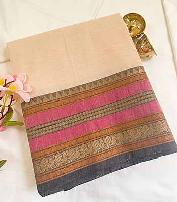 Blush Cream Kanchi Cotton Saree