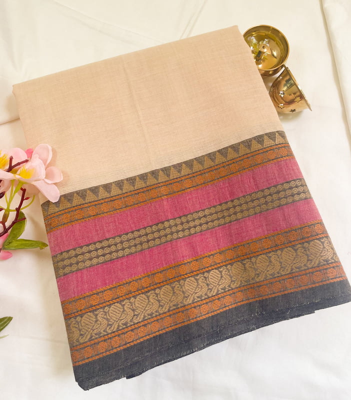 Blush Cream Kanchi Cotton Saree