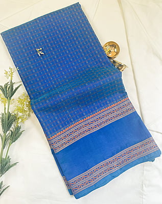Blue Lakshadeepam Handloom Cotton Saree