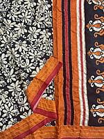Black floral saree with Kantha work Black floral saree with Kantha work