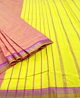 Peach and yellow Mangalgiri saree Peach and yellow Mangalgiri saree