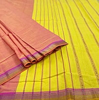 Peach and yellow Mangalgiri saree Peach and yellow Mangalgiri saree