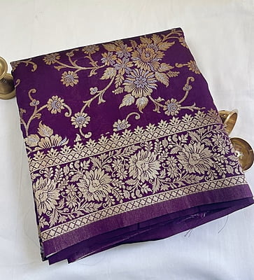 Dark Purple Banarasi Saree