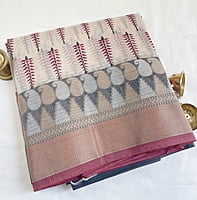 Off-White Kota Saree with Prints