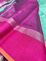 Jade green Maheswari silk cotton saree Jade green Maheswari silk cotton saree