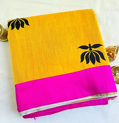 Bright Yellow Patli Pallu Cotton Saree