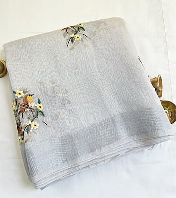 Linen Saree with Embroidery