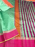 Jade green Maheswari silk cotton saree Jade green Maheswari silk cotton saree