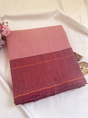 Pink Handloom Saree with Slub Stripes