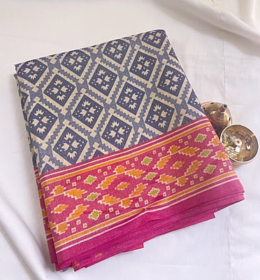 Blue Printed Art Silk