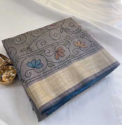 Linen with Kantha Embroidery