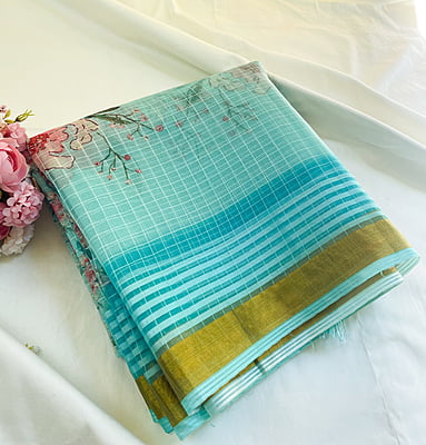 Blue Organza Saree