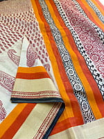 Beige Cotton Printed Saree Beige Cotton Printed Saree