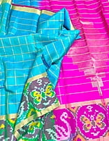 Turquoise blue soft silk saree