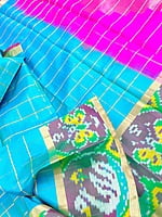 Turquoise blue soft silk saree