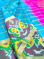 Turquoise blue soft silk saree