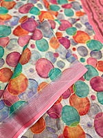 Colourful Linen Saree with Embroidery