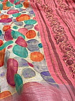 Colourful Linen Saree with Embroidery